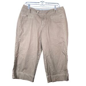Eddie Bauer Womens Pants Brown Blakely Fit Cropped Capri Cotton Stretch 12